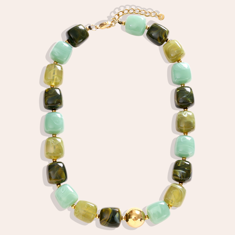45cm Various Color Chunky Beaded Edelstahl Halskette  