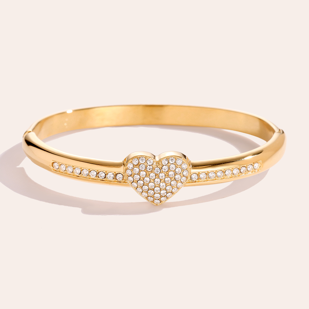 6cm Diameter Diamond Heart Edelstahl Armreif  