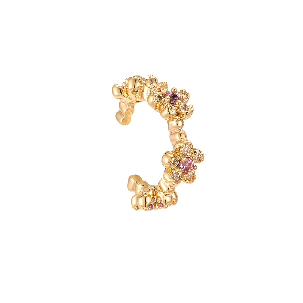 Vergoldete Ear-cuffs 15mm Zirkonia  Kleine Blumen