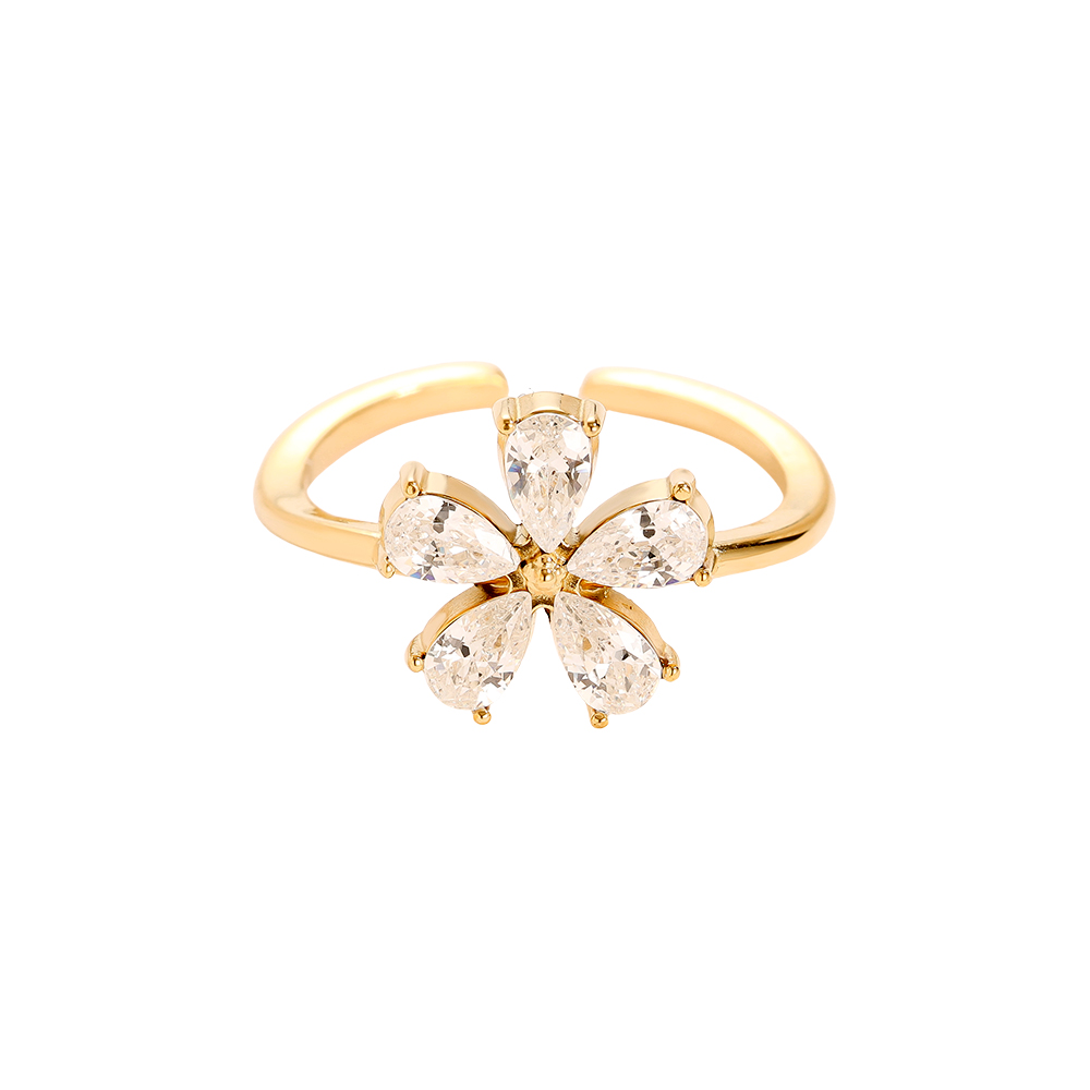 Diamond Flower Edelstahl Ring   