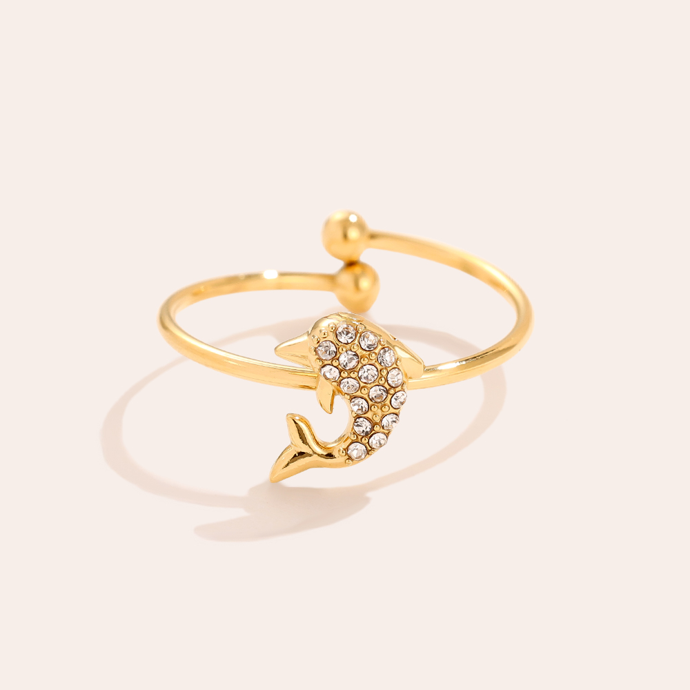 Diamond Dolphin Edelstahl Ring          