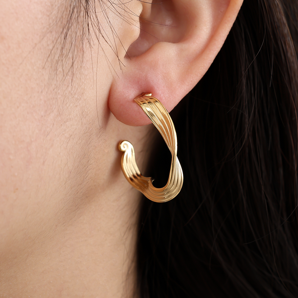 3cm Irregular Hoop Edelstahl Ohrringe   