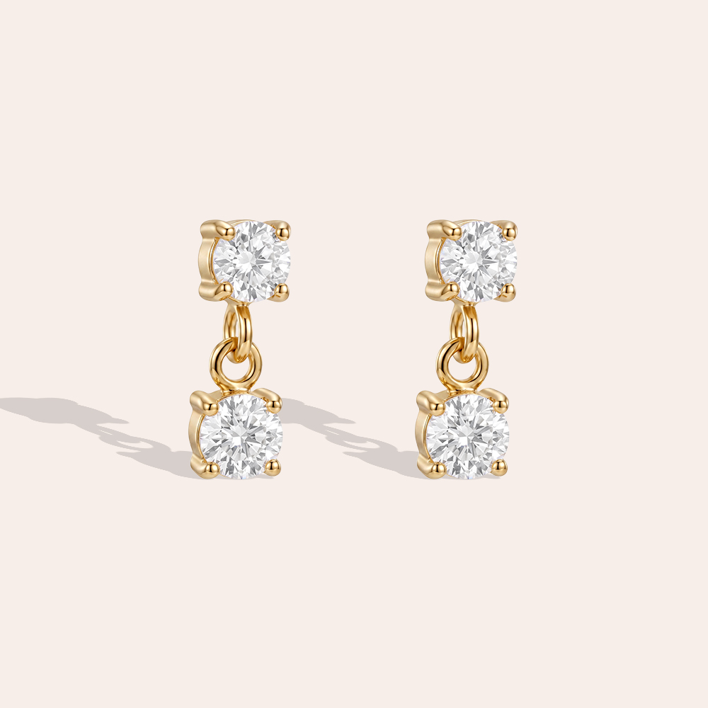 10mm zwei kleine Zirkonia Edelstahl Ohrringe      