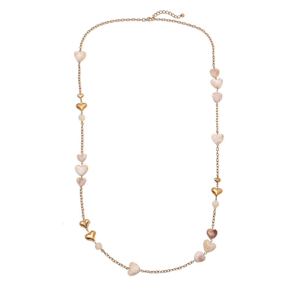 102cm Acrylic Hearts And Gold Hearts Edelstahl Halsketten  