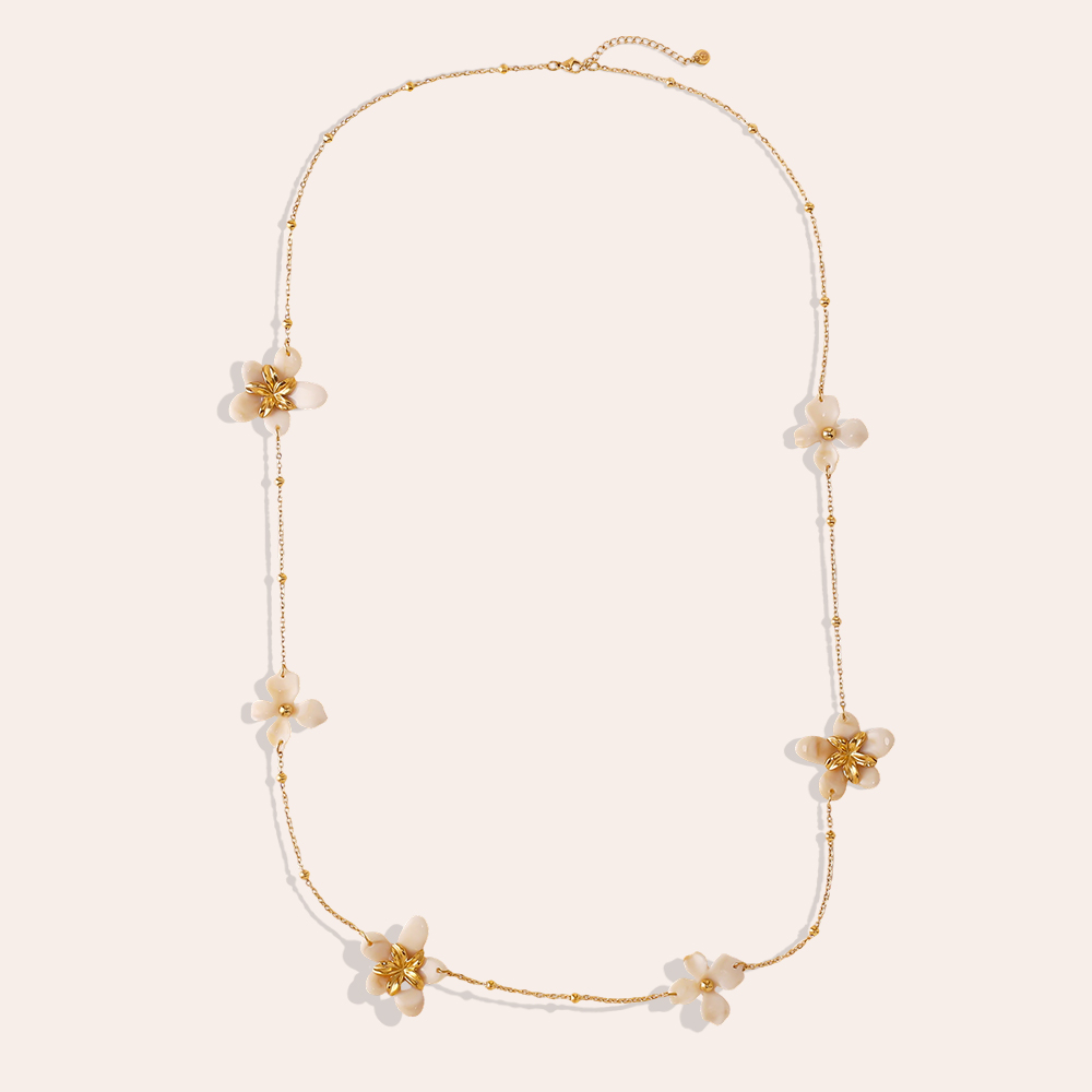 94cm Acrylblume Edelstahl Halskette      