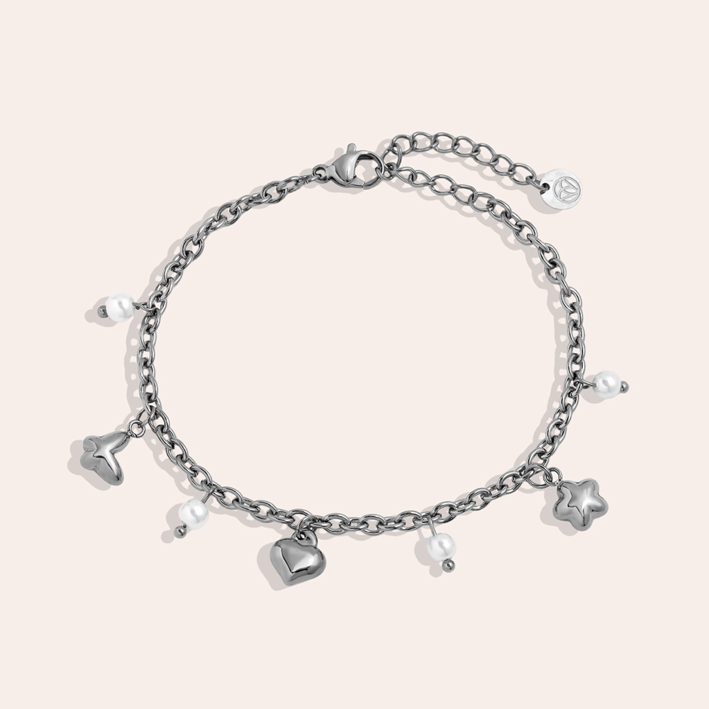 16cm Sweet Charms And Pearl Edelstahl Armband    