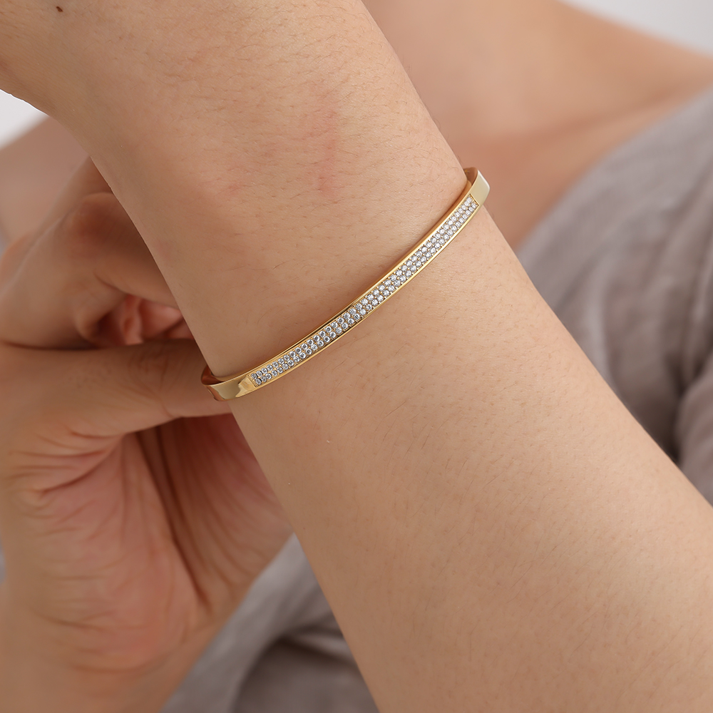 6cm Diameter Nice Diamond Edelstahl Armreif      