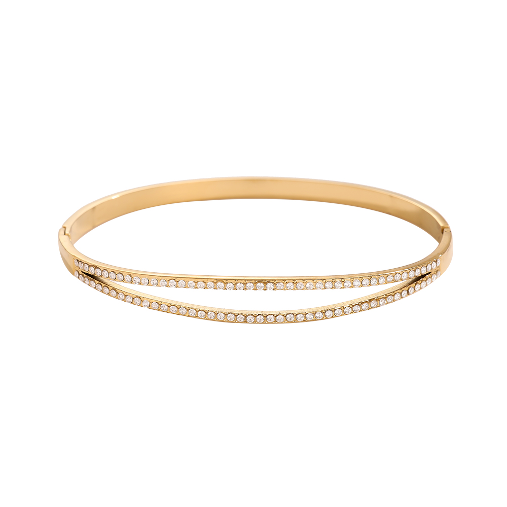 6.5cm Diameter Nice Two Layer Diamond Edelstahl Armreif   