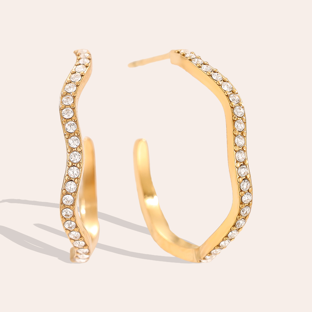 2.3cm Diamond Half Hoop Edelstahl Ohrringe    