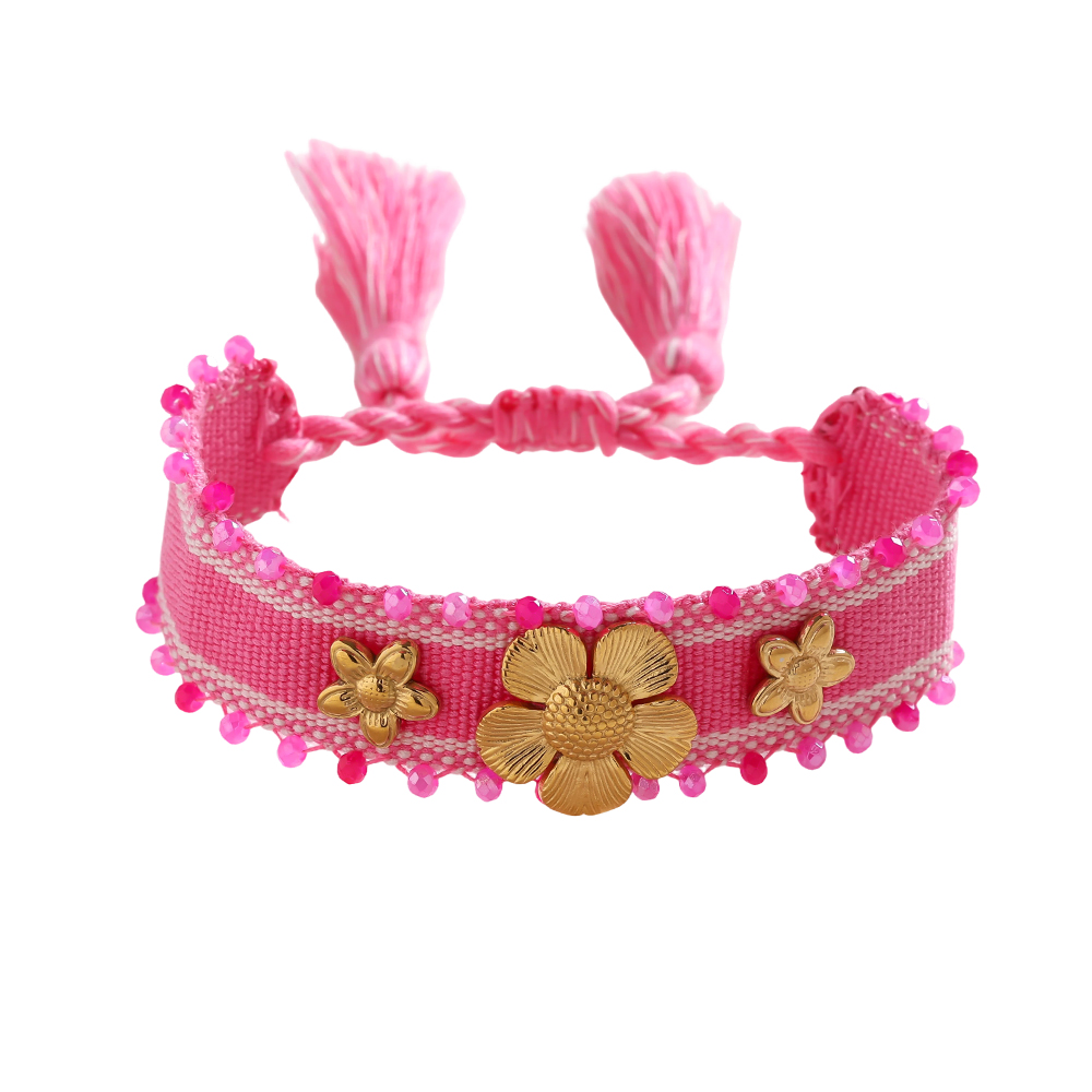 Blumen auf einem Polyesterbeutel Edelstahl Armband    