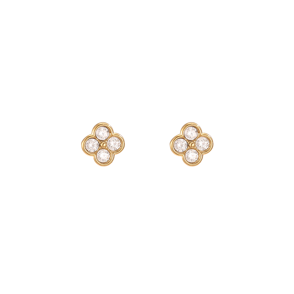 5mm Kleeblatt Zirkonia Edelstahl Ohrringe