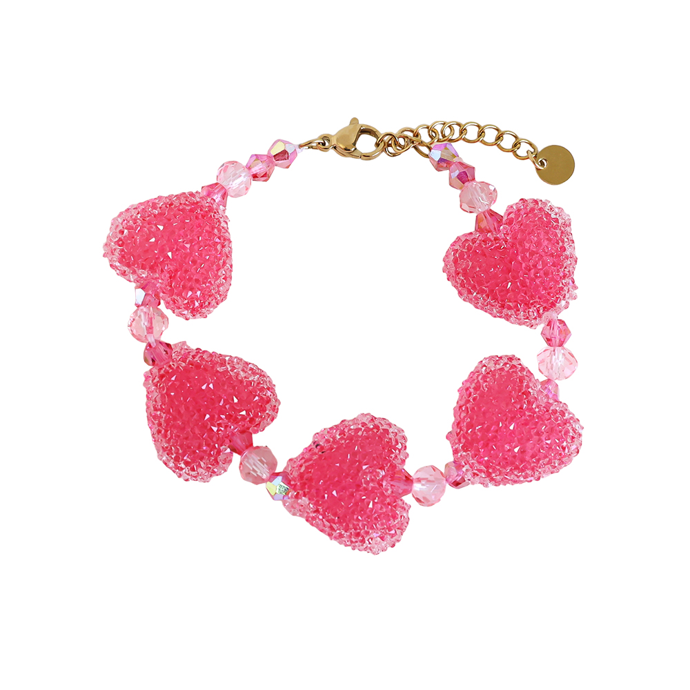 17cm Acrylic Pink Heart Chain Edelstahl Armkette        