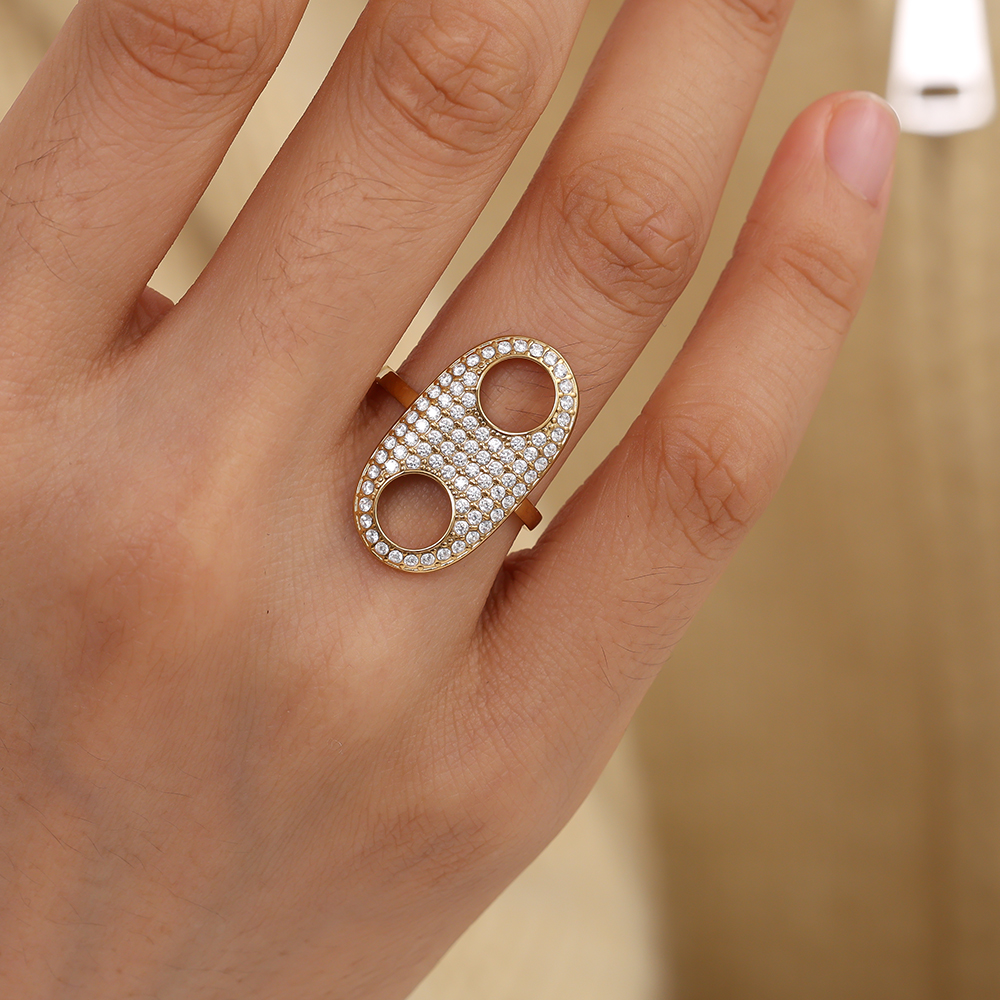 Great Pig Nose Diamond Edelstahl Ring     