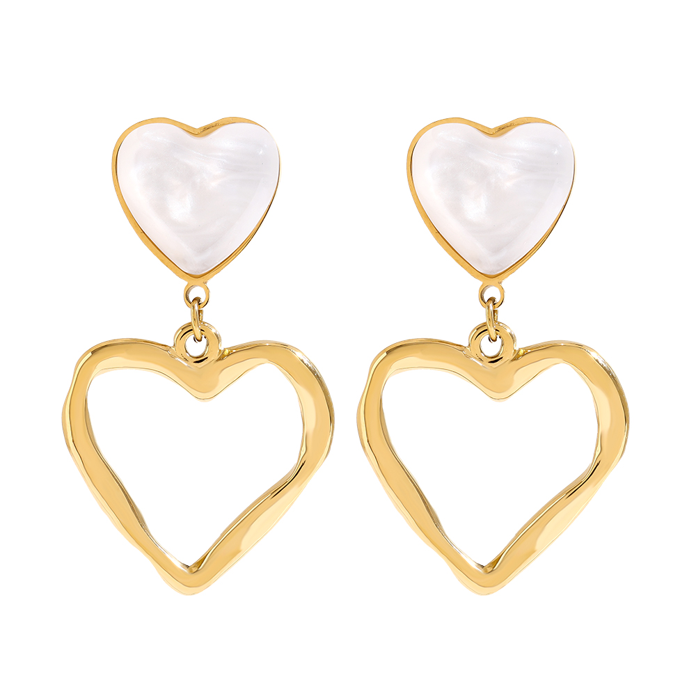 4cm Designed Hearts Edelstahl Ohrringe