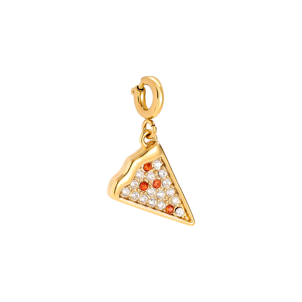 20mm Spring Clasp Diamond Pizza Edelstahl Pendant     
