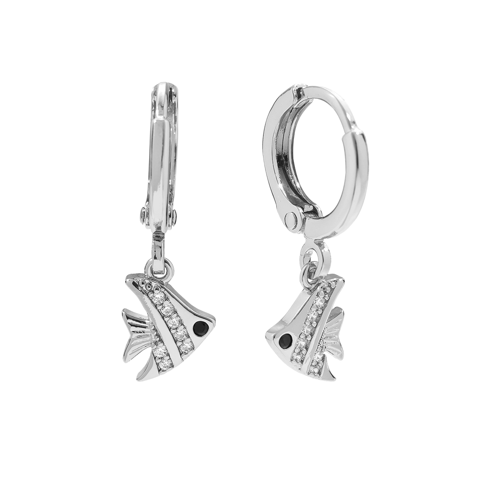 23mm Cute Fish Diamond Vergoldete Ohrringe