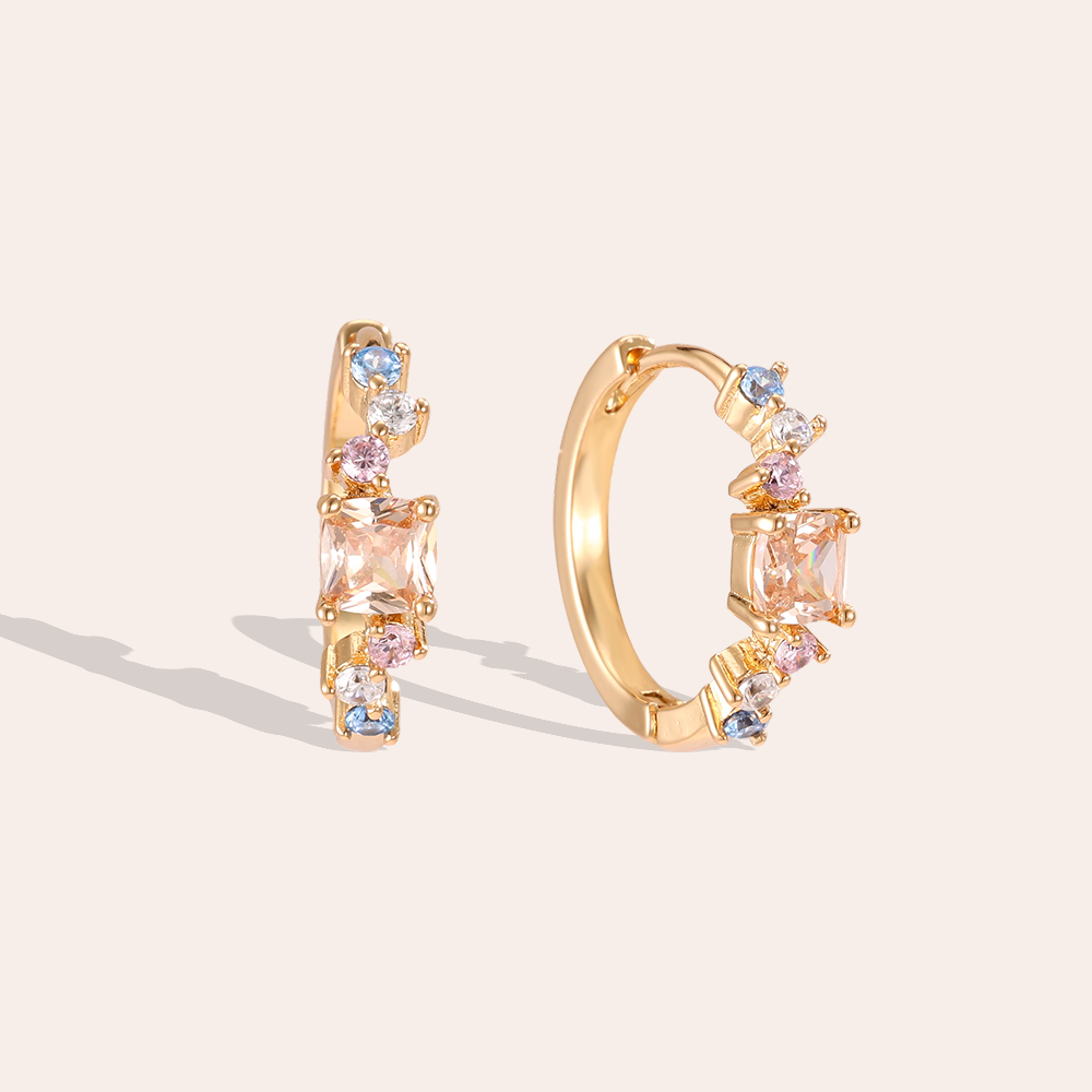Vergoldete Ohrringe 17mm bunte Zirkonia