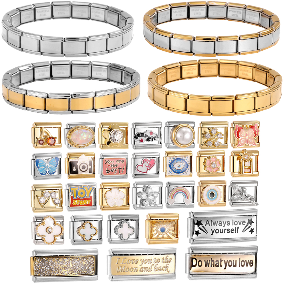verstellbarer Modular Charms Edelstahl Armband    