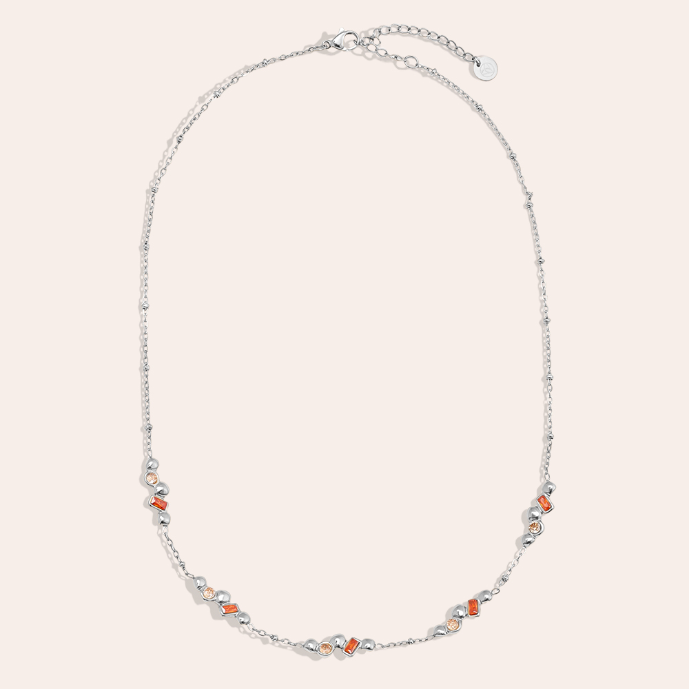 42cm Nice Diamond With Deco Edelstahl Halskette     