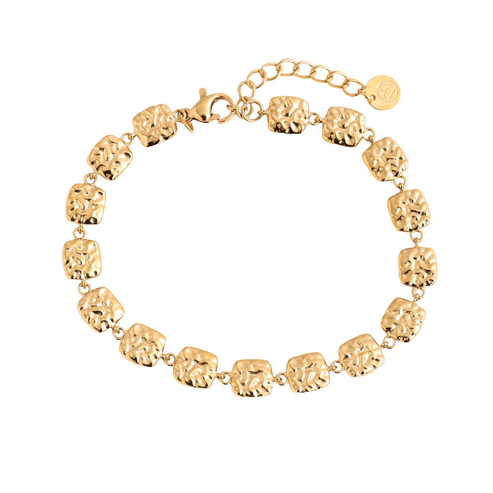 17cm unregelmäßige Quadrate Edelstahl Armband     