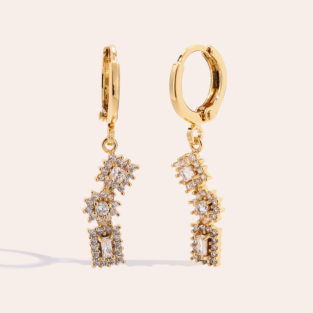 3.4cm Mini Cubes Diamond Vergoldete Ohrringe