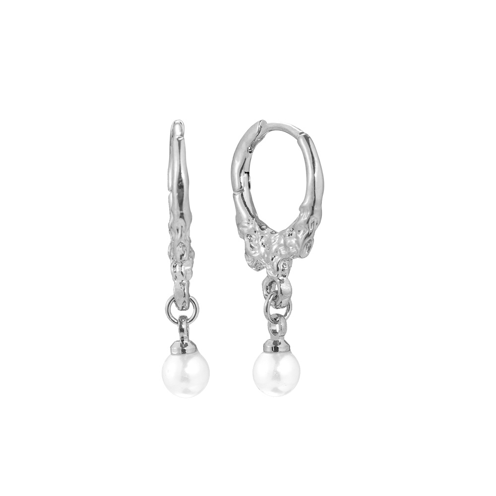 Edelstahl Ohrringe Stylish Lava With Pearl