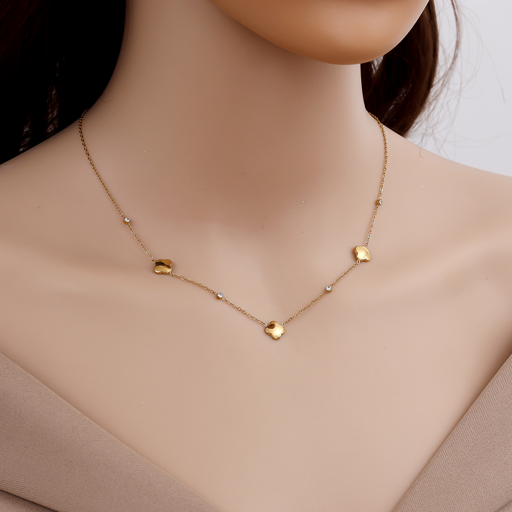 39cm Luckly Flower Plate Edelstahl Halskette 