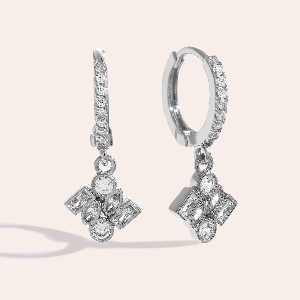 Vergoldete Ohrringe 2.5cm Combined Cubes Diamond