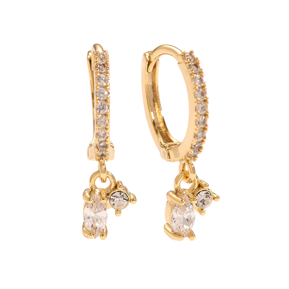 Sparkling Pair Diamond Round Vergoldete Ohrringe