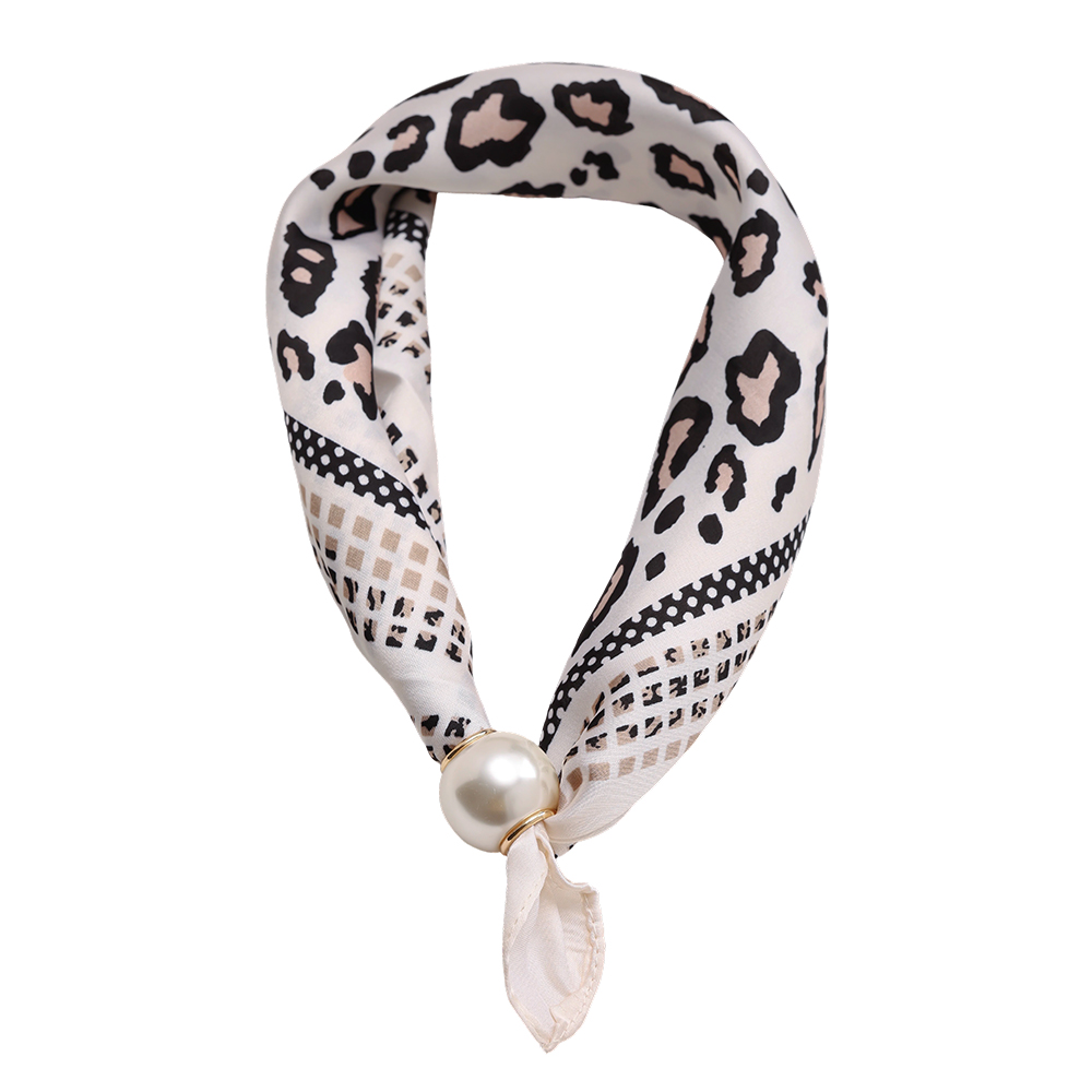 43cm Beiger Leopardenmuster Perlen Schal 