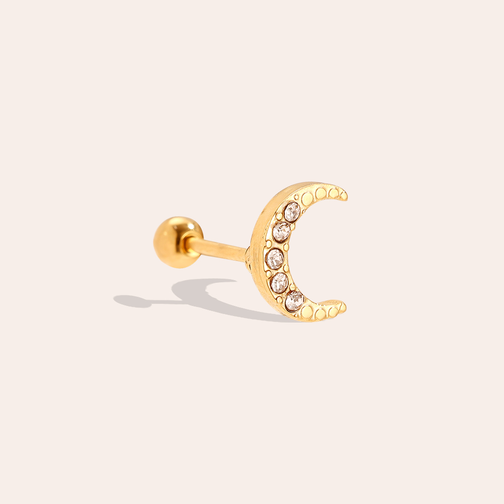 8mm Diamond Moon Edelstahl Piercing        