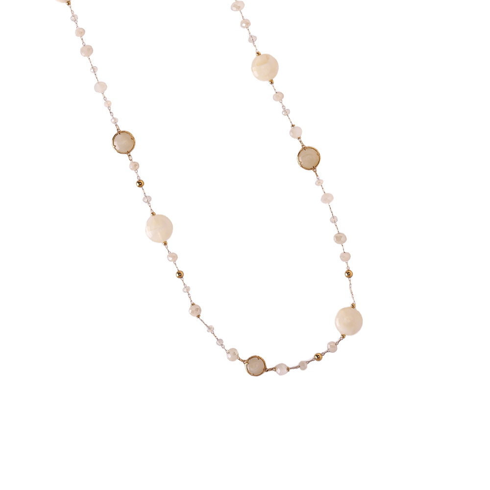 96cm Resin Kristallen Edelstahl Halskette