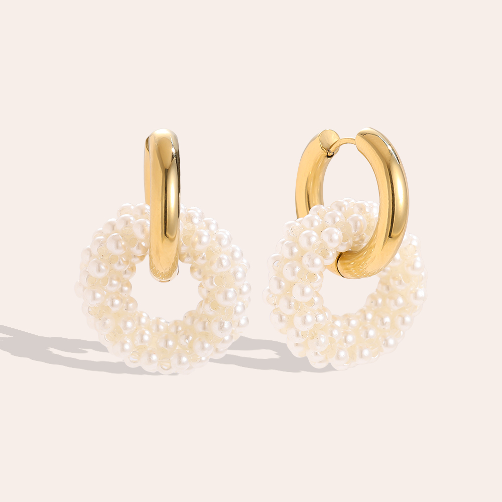 25*65mm Perlen Schleifen Edelstahl Ohrringe