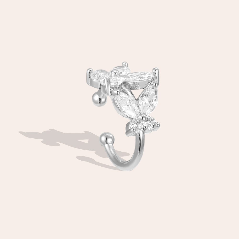 Vergoldete Ear-cuffs 15mm Zirkonia Schmetterling