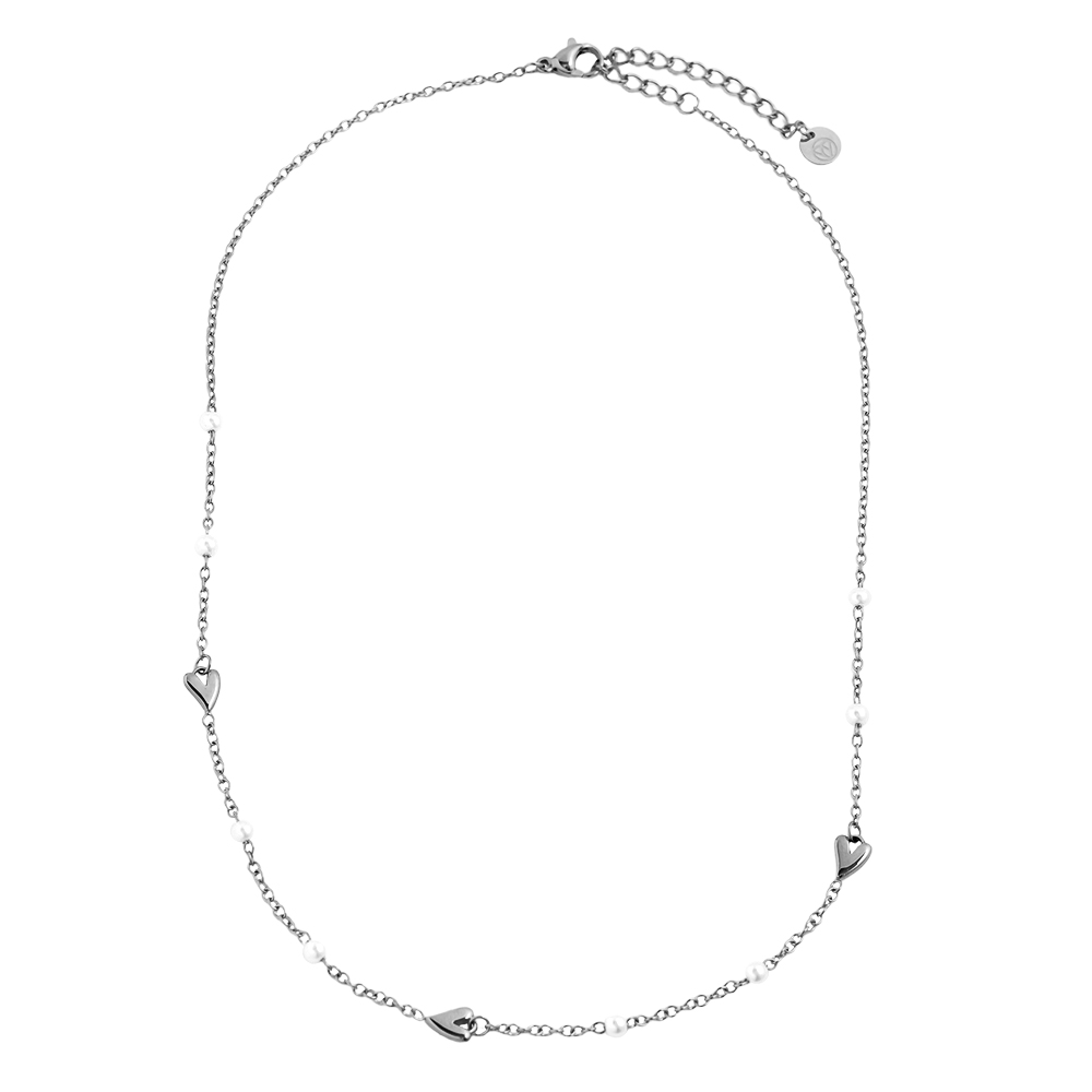 40cm Mini Heart And Pearl Edelstahl Halskette      