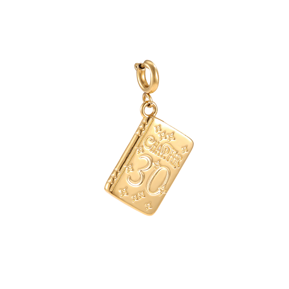 Edelstahl Pendant 16mm goldenes Buch mit Federverschluss    