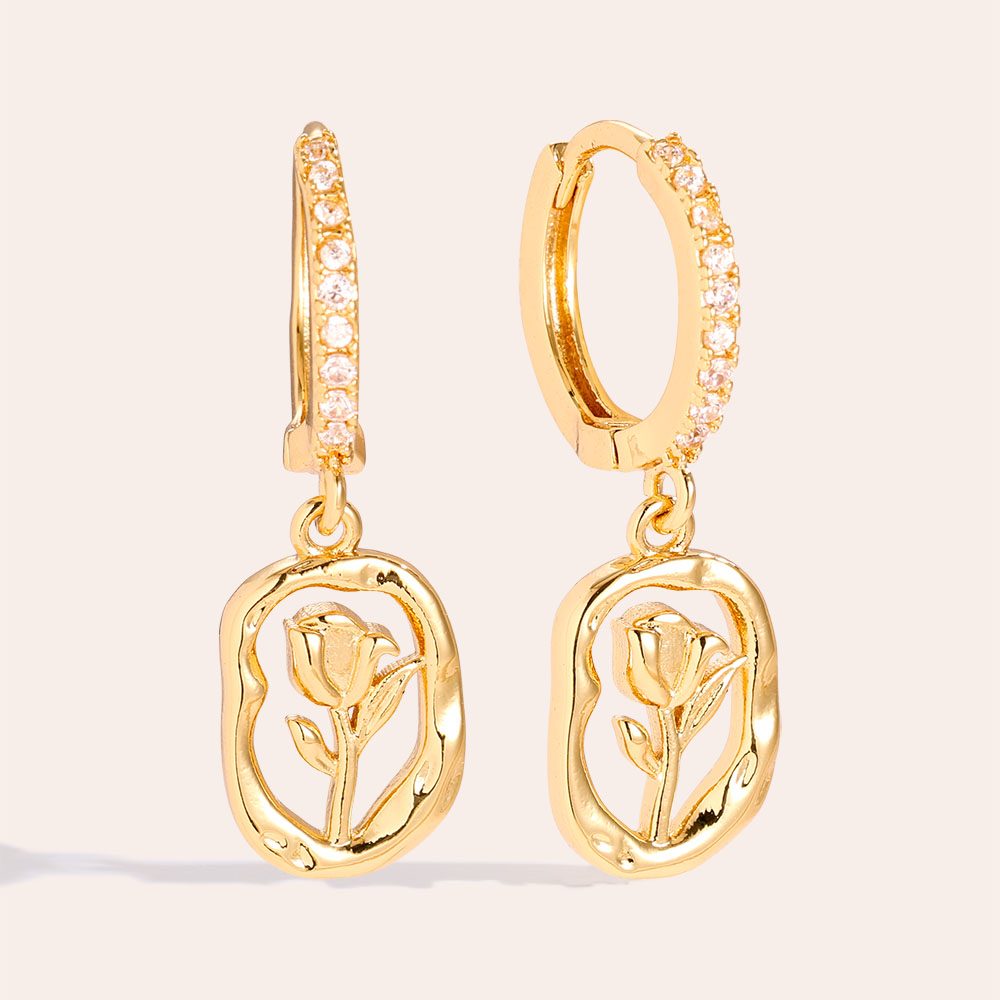 27mm Rose Print Vergoldete Ohrringe      