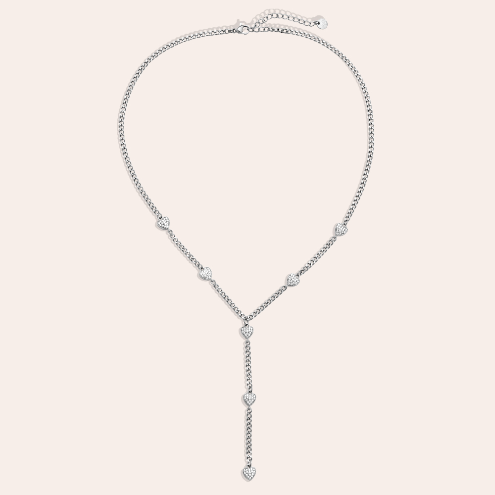 43cm Herz Glieder Edelstahl Halskette 