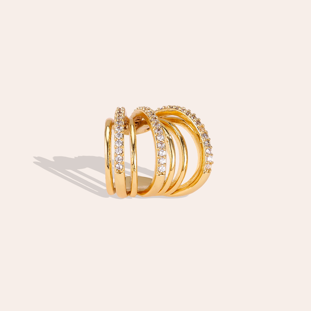 Vergoldete Ear-cuffs 15mm Zirkonia Mini-Diamanten