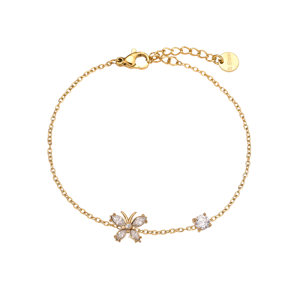 17cm Zirkonia Schmetterling Edelstahl Armband