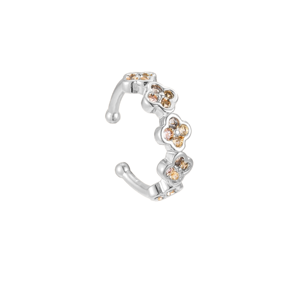 Vergoldete Ear-cuffs 14mm Zirkonia  Kleine Kleeblatt  