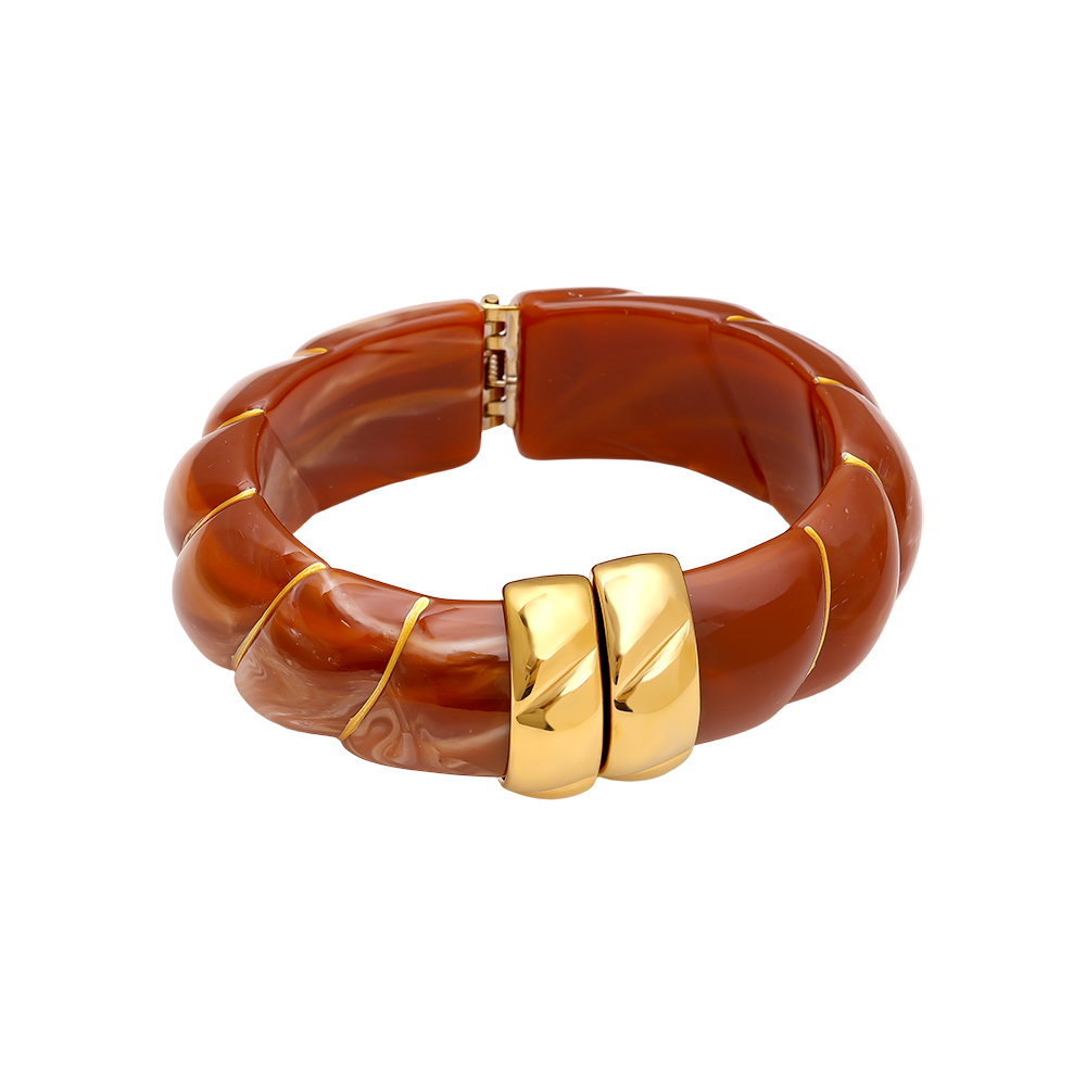 Cloud Round Chunky Resin Edelstahl Armreif    