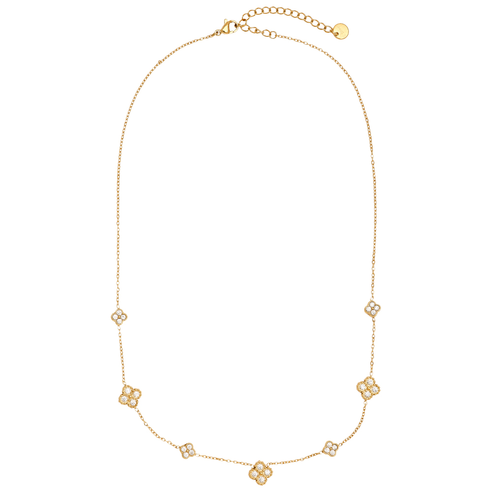 40cm Nice Lucky Flower Edelstahl Halskette     