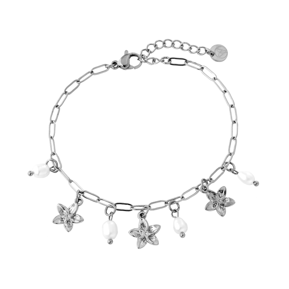 16cm Super Flower And Pearl Edelstahl Armband   
