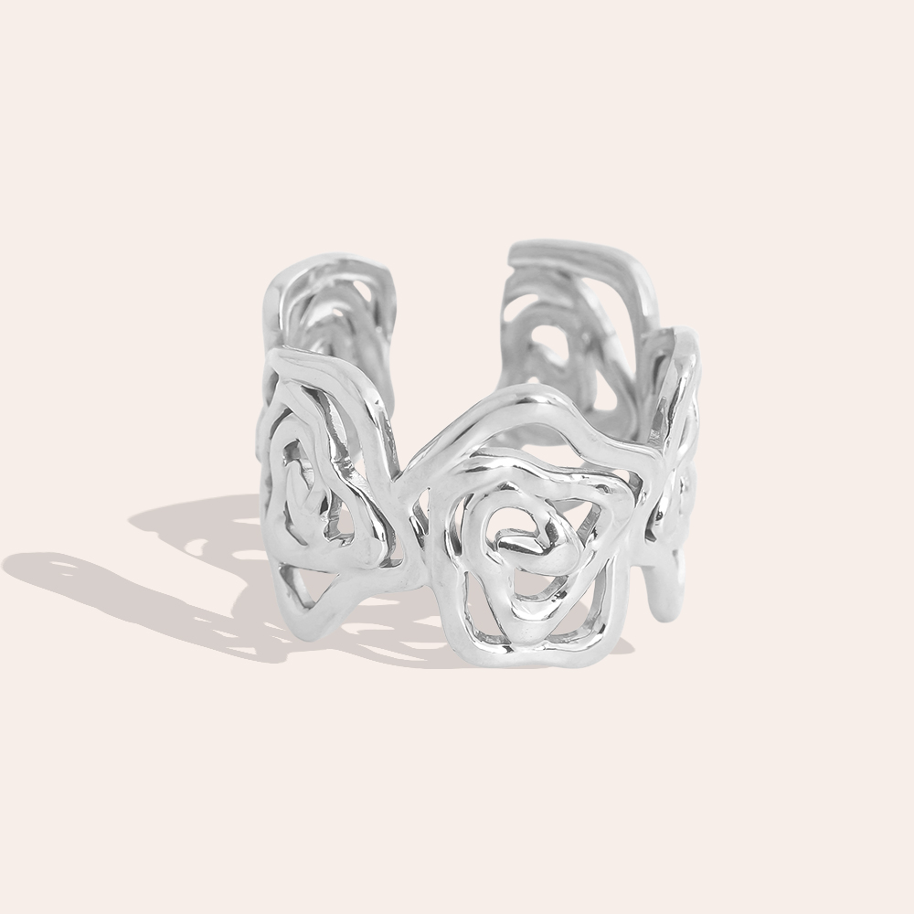 Verstellbarer Rosenglanz Edelstahl Ring    