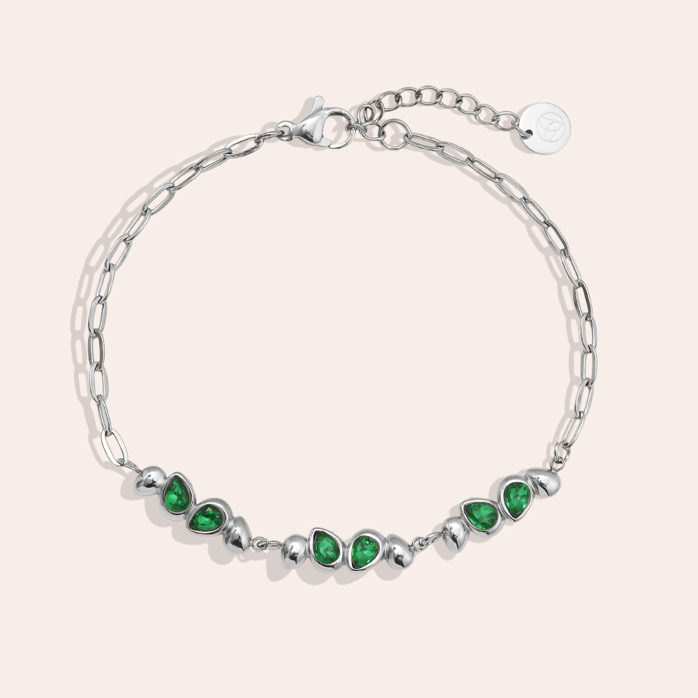 Edelstahl Armkette 17cm Nice Green Diamond