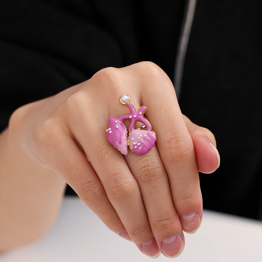 rosa Meeresbewohner Edelstahl Ring       