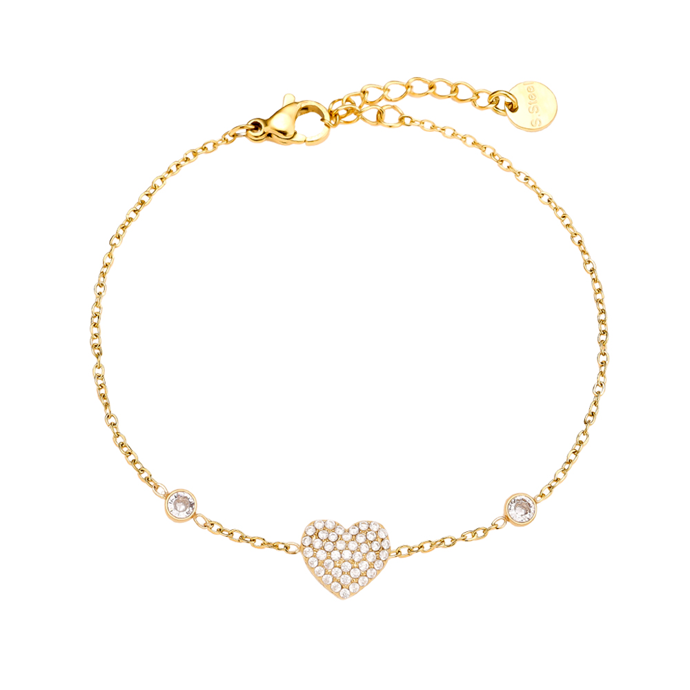 Edelstahl Armkette 17cm Classic Diamond Heart