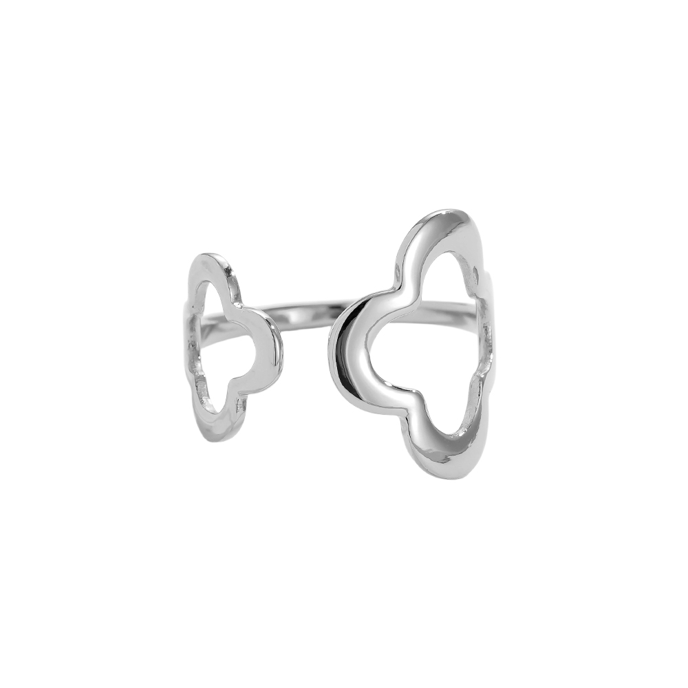 Two Clover Edelstahl Ring        