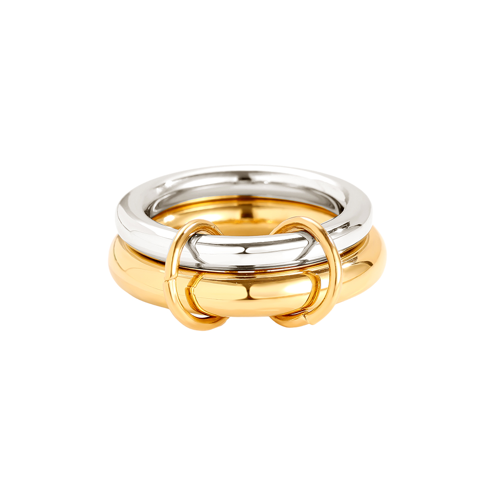 Two Layer Gold And Silver Ring Set Edelstahl Ring             